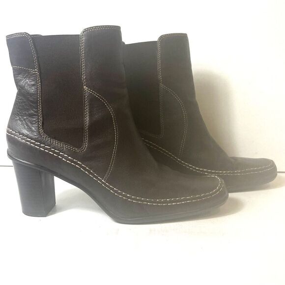 Naturalizer Ankle Bootie Womens 10B Brown Leather Pull On High Heel Casual Boots - Picture 3 of 12